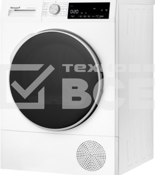 Сушильная машина Weissgauff WD 63121 DS Heat Pump белый, 10 кг, сушка - тепловой насос, программ - 15, 59.6 x 84.5 x 60.9 см