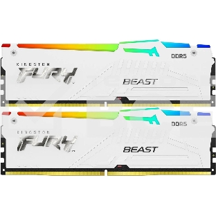 Оперативная память Kingston Fury Beast, DDR5, 32Gb (2x16Gb), 5600MHz, CL40, DIMM, с радиаторами, RGB, белый