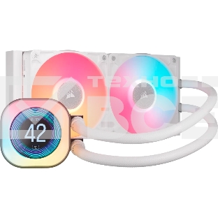 Система жидкостного охлаждения Water Cooling System Corsair iCUE LINK TITAN 240 RX LCD (240мм, белый, RGb/Fans: 2x120мм, 73.5CFM, 36dBA, 2100RPM/S: 1851, 1700, AM5, AM4)