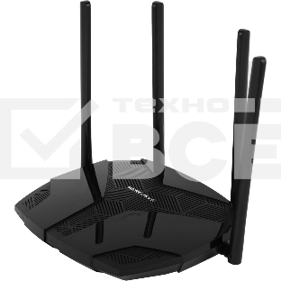 Двухдиапазонный роутер MERCUSYS MR80X AX3000 Wi-Fi 6, до 574 Мбит/с на 2,4 ГГц + до 2402 Мбит/с на 5 ГГц,4 фиксированные внешние антенны, 3 гигабитных порта LAN, 1 гигабитный порт WAN