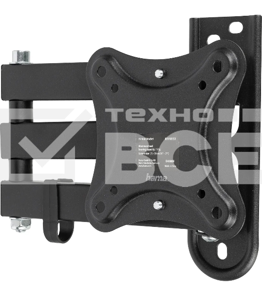 Кронштейн для телевизора Hama R1 118153 черный, 10'-27' макс. 15 кг, настенный, поворотно-выдвижной и наклонный