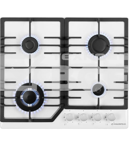 Газовая варочная панель Maunfeld EGHE.64.43CW/G, 4 конфорки, эмалированная сталь, белый
