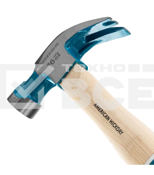 Молоток-гвоздодер Gross AMERICAN HICKORY 450 г, угол 45, магнит, обрезиненная рукоятка