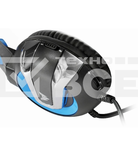 Гарнитура Crown CMGH-3001 чёрный/синий, проводная, подсветка