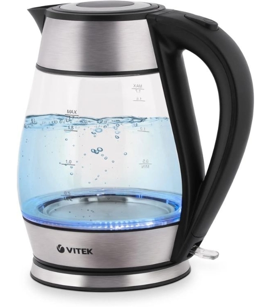 Чайник Vitek VT-7037(TR) Мощность 2200 Вт Макс. объем 1,7 л Корпус из термостойкого стекла.