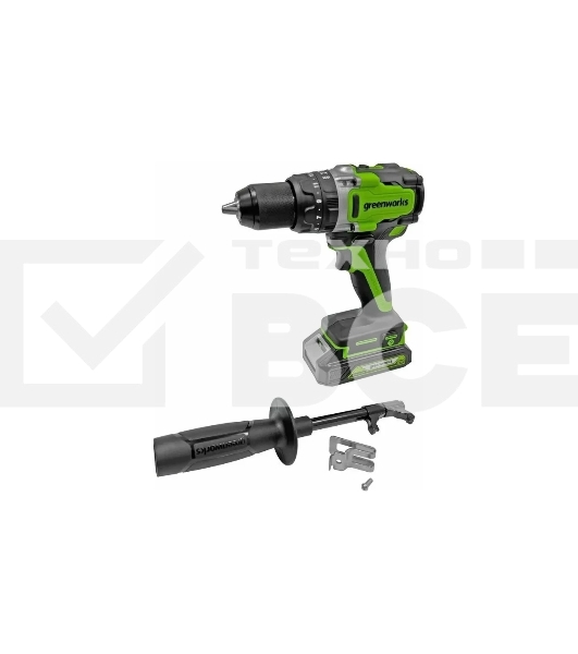 Дрель-шуруповерт GreenWorks GD24DD140, Аккумуляторная, 24В, Без АКБ и ЗУ