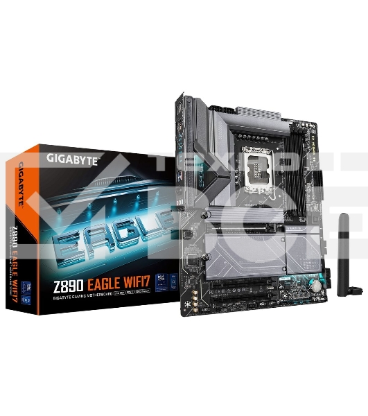 Материнская плата Gigabyte Z890 EAGLE WIFI7, LGA 1851, Intel Z890, 4xDDR5, 4xSATA, 4xM.2, 1xPCIe 5.0 x16, 2xPCIe 4.0 x4, 1xDP, 1xUSB-C, 1x 2.5Gb LAN, 4xUSB-A 3.2 Gen 1, 2xUSB-A 3.2 Gen 2, 3x3.5 мм, 7.1, 1xUSB4, ATX