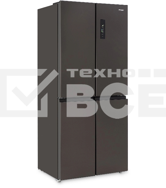 Холодильник Hyundai CM45043F черная сталь трехкамерный 405/270л морозилка снизу No Frost, Side by Side