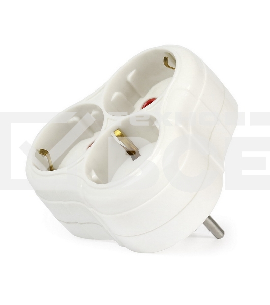 Тройник Smartbuy (SBE-16-A01-3z) 3 гнезда с заземлением круглый белый 16А 250В