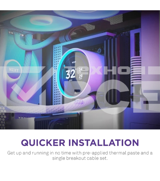 Система жидкостного охлаждения для ПК/Water Cooling System NZXT Kraken Elite 420 RGb (350W, 420мм, LED temp., белый/Fans: 3x140мм, 98.61CFM, 34.5dBA, 2000RPM/Pump height 65мм, 2800RPM, Rad thickness 27мм/S: 1851, 1700, 1200, 115X, AM5, AM4)