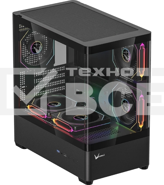 Корпус Formula Crystal U1M черный без БП mATX 1xUSB3.0 1xUSB3.1 audio bott PSU