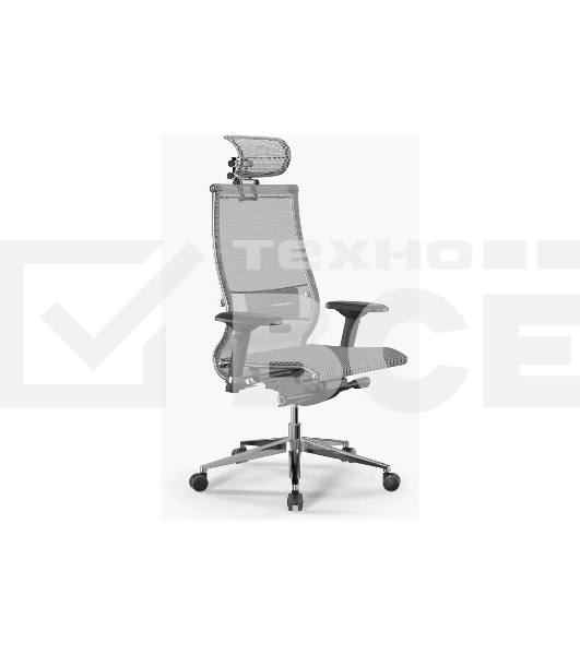 Кресло Метта Samurai S-3 белый сиденье белый сетка с подголов. крестов. металл хром