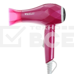 Фен Kelli KL-1124 розовый, 1800 Вт, компактный