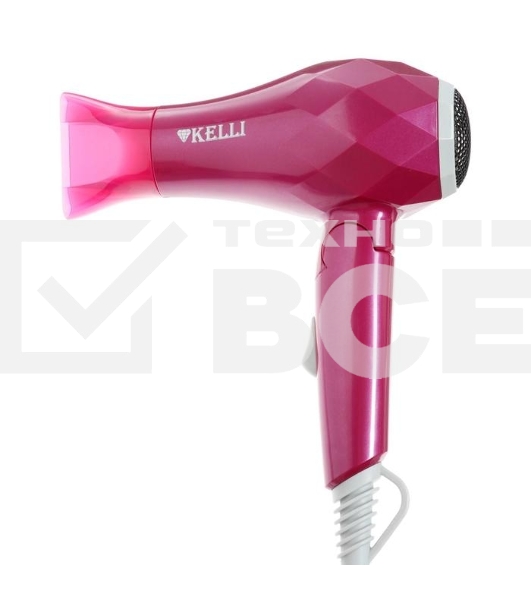Фен Kelli KL-1124 розовый, 1800 Вт, компактный