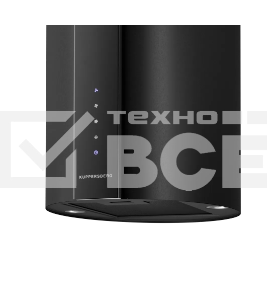 Вытяжка Kuppersberg, цилиндрическая, настенная, 35 см, сенсорное управление, таймер, отвод/рециркуляция, 3 скорости, производительность 850 м3/ч, LED освещение, обратный клапан, уровень шума 68 дБ, угольный фильтр CF110 (опция), цвет черный