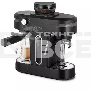 Кофеварка рожковая Kitfort КТ-7375 черный, исп. кофе - зерновой/молотый, 0.75 л, 1150 Вт, 15 бар
