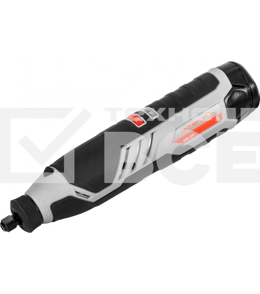 Прямошлифовальная машина (гравер) ИНТЕРСКОЛ АГМ-12Э аккум. АПИ-Т (Li-ion, кейс, 2 аккум., 2,0 Ач, ЗУ, набор 58 пр.)