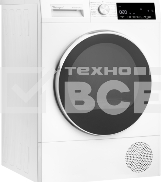 Сушильная машина Weissgauff WD 63121 DS Heat Pump белый, 10 кг, сушка - тепловой насос, программ - 15, 59.6 x 84.5 x 60.9 см