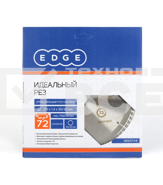 Диск EDGE by PATRIOT пильный по алюминию 210x72x30/20 negative