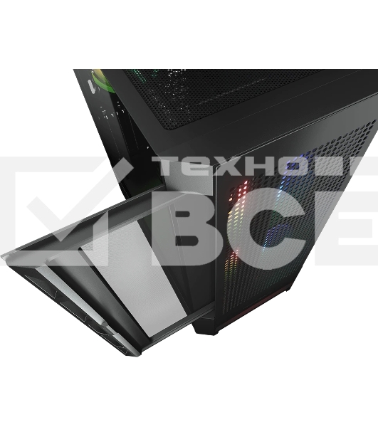 Компьютерный корпус Cougar Airface RGB Black, 2х140мм + 1x120мм ARGB Fan, ARGB Fan Hub, без БП, черный, ATX