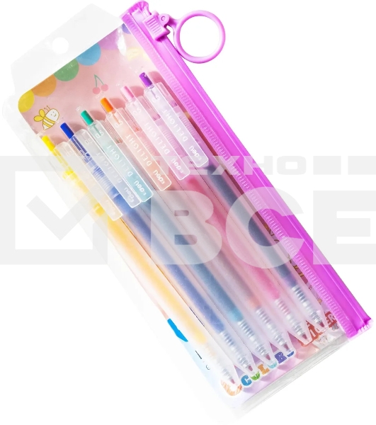 Набор ручек гелевых Deli Delight EG118-6C, d=0.5мм, ассорти чернила (6шт) автоматические