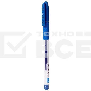 Ручка гелевая Deli EG150-BL прозрачный, d=0.38мм, синие чернила, игловидный пишущий наконечник, резиновая манжета