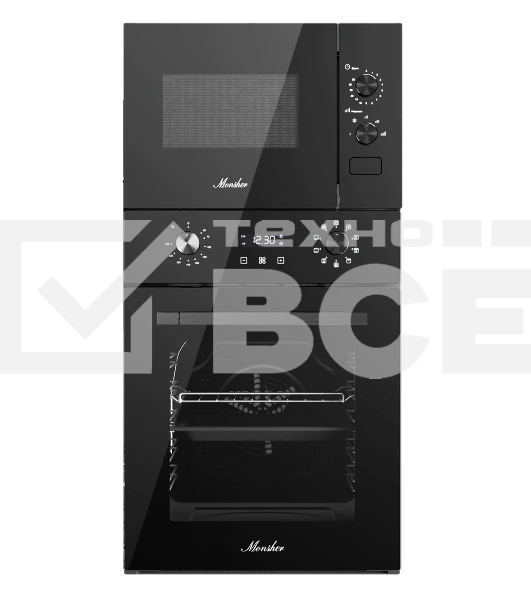 Встраиваемая микроволновая печь MONSHER MMH 1015 Noir, High-Tech, 15 л, мощность 600 Вт, 5 уровней мощности, размораживание, поворотное управление, черный