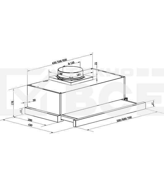 Вытяжка встраиваемая Maunfeld VS Fast 60 нержавеющая сталь, 60 см, 850 куб. м/ч, 47 дБ