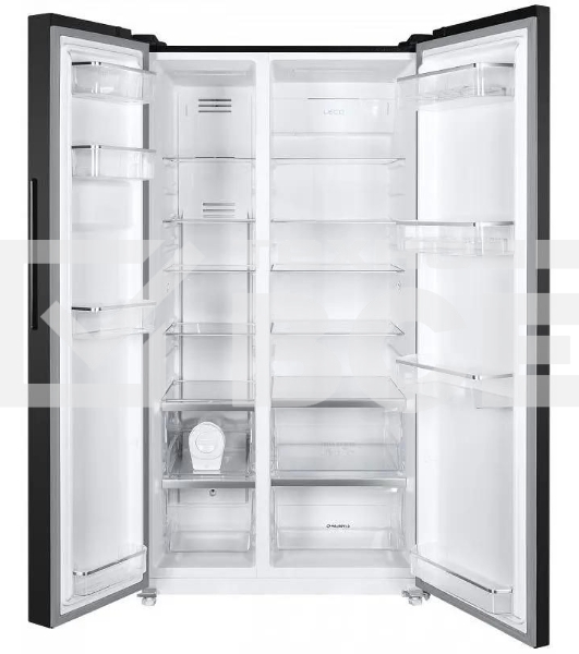 Холодильник Maunfeld MFF177NFSB черный глянц. двухкамерный 263/170л морозилка сбоку, No Frost, Side by Side