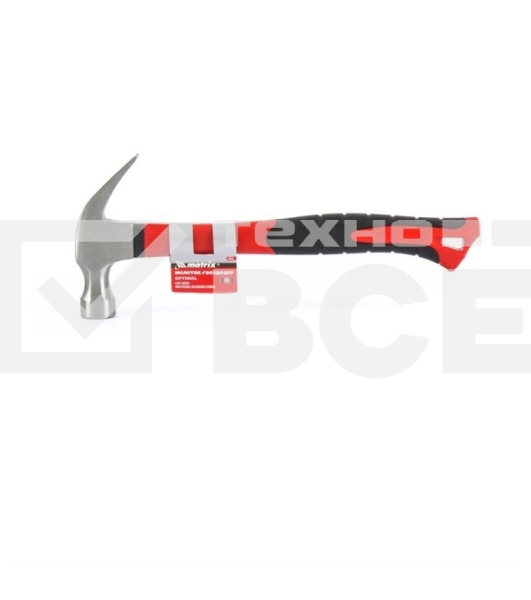 Молоток-гвоздодер Matrix ''optimal'' 450 г, фибергласовая обрезиненная рукоятка