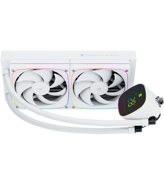 Система жидкостного охлаждения Thermalright Frozen Horizon 240 Digital (240мм, LED temp., White, ARGB/Fans: 2x120мм, 68.9CFM, 28.2dBA, 2000RPM/Pump height 53.2мм, Rad thickness 27мм/S: 1700, 1200, 1851, 115X, AM5, AM4)