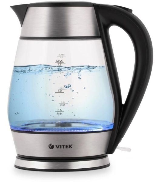Чайник Vitek VT-7037(TR) Мощность 2200 Вт Макс. объем 1,7 л Корпус из термостойкого стекла.