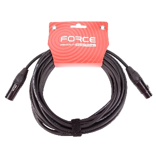Кабель микрофонный FORCE FMC-06/9XLR (M) - XLR (F), высококачественный балансный, малошумящий с проводниками из безкислородной меди OFC, диаметр 6 мм, черные профессиональные металлические разъемы, длина 9 м, цвет черный