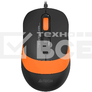 Мышь проводная A4Tech Fstyler FM10S черный/оранжевый, 1600 dpi, USB, кнопки - 4