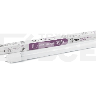 Лампа светодиодная ЭРА Б0033005 STD LED T8-20W-865-G13-1200mm G13 поворотный 20 Вт трубка стекло холодный дневной свет