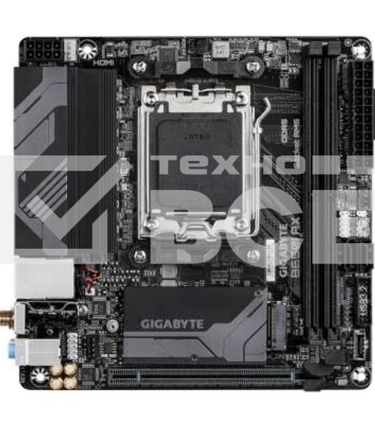 Материнская плата GIGABYTE B650I AX, AM5, AMD B650, 2xDDR5, 2xSATA, 1xM.2, 1xPCIe 4.0 x16, 1xHDMI, 1xDP, 1x2.5Gb LAN, Wi-Fi 6E, Bluetooth 5.3, 1xUSB-C 5Gbps, 1xUSB-A 5Gbps, 3xUSB-A 2.0, 3x3.5 мм, 7.1, ITX