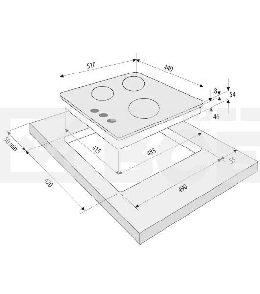 Газовая варочная панель Krona ALBERO 45 BL