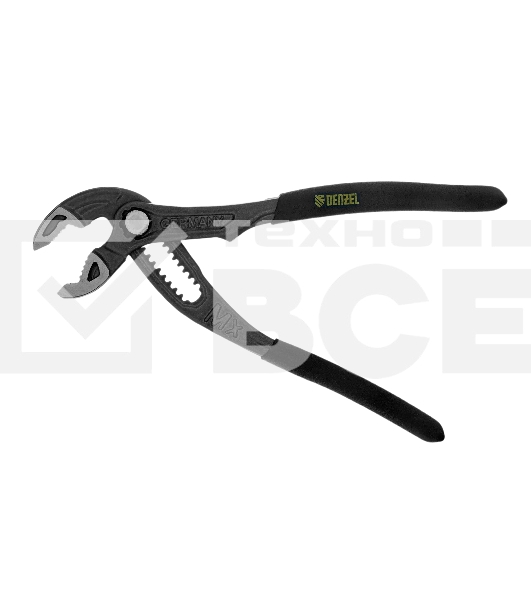 Клещи переставные Denzel кнопочный механизм, обливные рукоятки, 180 мм