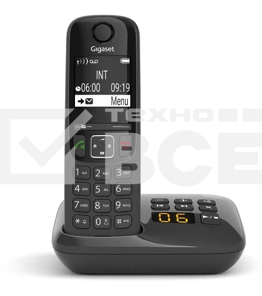 Радиотелефон Dect Gigaset AS690A черный автооветчик АОН