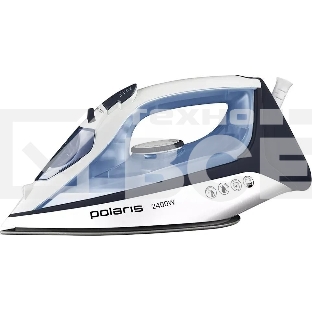 Утюг Polaris PIR 2483K, с паровым ударом, 2400Вт, белый/синий
