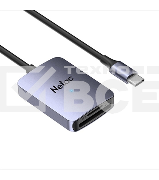 Кард-ридер Netac Flash WK12/серый/SD/SDHC/SDXC/microSD/microSDHC/microSDXC/USB 3.0 Type-C/пластик