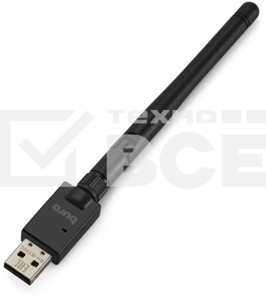 Адаптер USB Buro Bluetooth 5.0+EDR class 1 100м черный