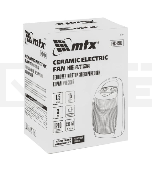 Тепловентилятор MTX FHC-1500, серый, 750/1500 Вт, 15 м2, термостат