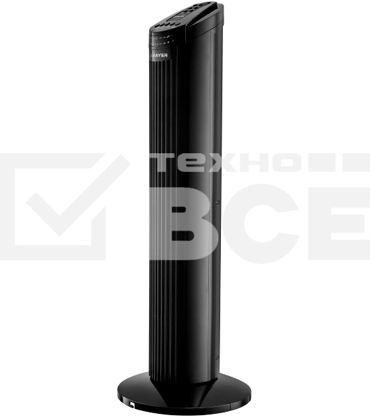 Колонный вентилятор BRAYER BR4958BK, механ.упр.,пульт ДУ,вращение90°,мощ-ть50Вт,защита от перегрева