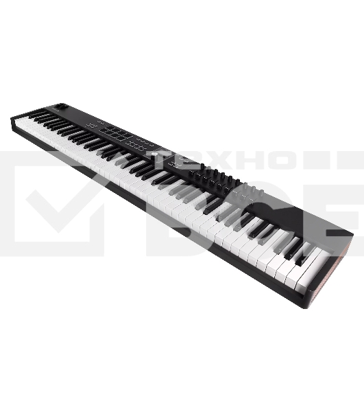 Клавиатура MIDI [231542] Arturia [KeyLab Essential 88 mk3 Black] 88 клавиш, LCD дисплей, 9 энкодеров, 8 пэдов, 9 фейдеров, 12 кнопок управления, колеса высоты тона и модуляции, 1/4