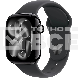 Умные часы Apple Watch Series 11 A3331 42мм OLED корп.черный Sport Band рем.черный разм.брасл.:140-190мм (MEQT4LW/A)