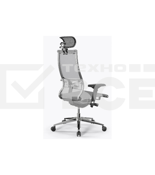 Кресло Метта Samurai S-3 белый сиденье белый сетка с подголов. крестов. металл хром