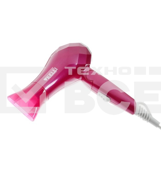 Фен Kelli KL-1124 розовый, 1800 Вт, компактный