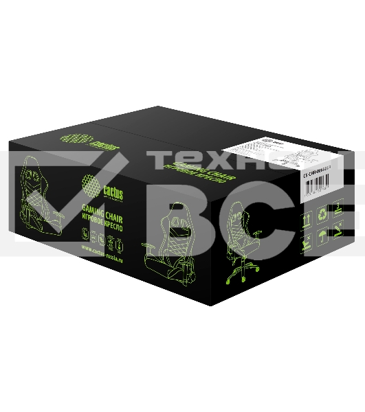 Кресло игровое Cactus CS-CHR-0099BLR черный/красный, сиденье черный/красный, эко.кожа, с подголов. крестовина металл, пластик черный
