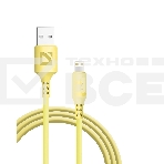 Кабель Defender  F207, USB 2.0 (AM) - Apple Lightning (M), 1метр, 2.4А, силиконовая оплетка, жёлтый., фото3
